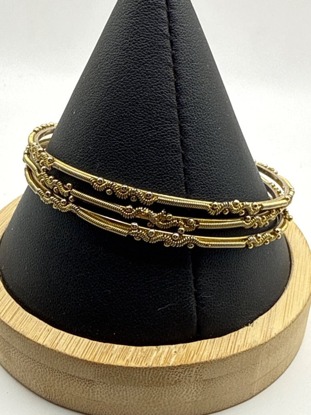 Gold Filigree Stacking Bangles Set Boho Ethnic Indian Churi Bracelets